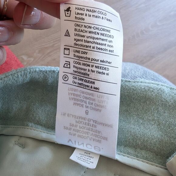 Vince Green Wool Blend Straight Leg Tailored Trouser Pants, size 6 - Picture 9 of 13